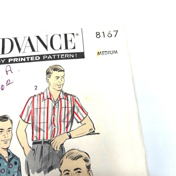 Advance Vintage 1950's Pattern #8167 Men's Sport Shirt Size Medium - Picture 3 of 6